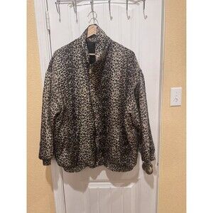Fuda International Zip Bomber Jacket Women Sz 1X Silk Cheetah Leopard Vintage